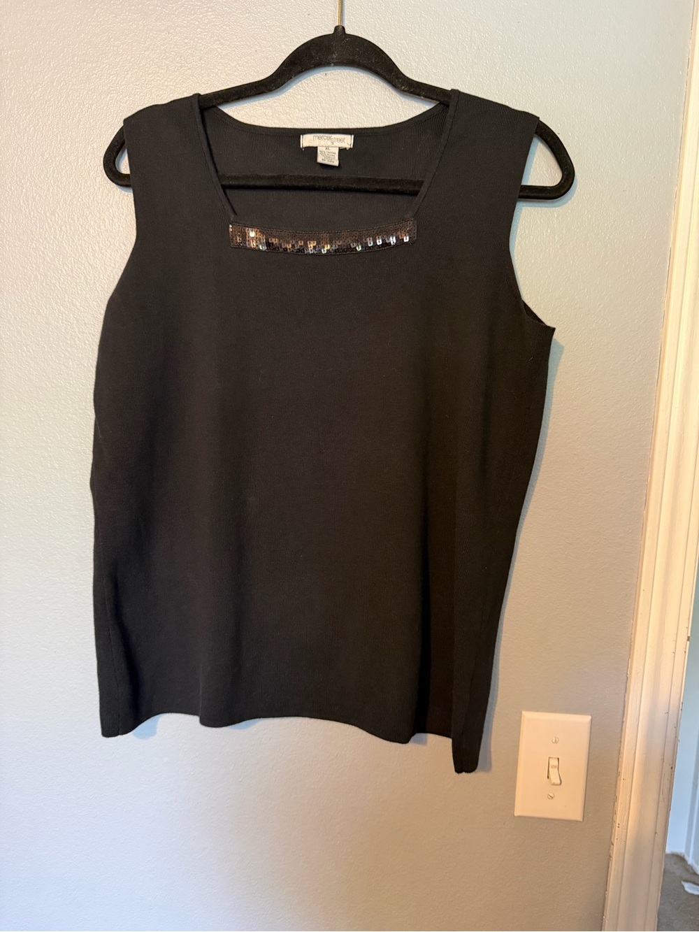 Mercer Street Studio Black Sleeveless Knit Camisole with Sequin Trim
